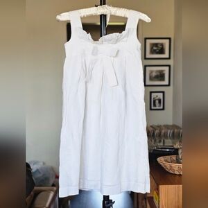 Chateau De Sable Girls White Linen Sleeveless Dress with Bow